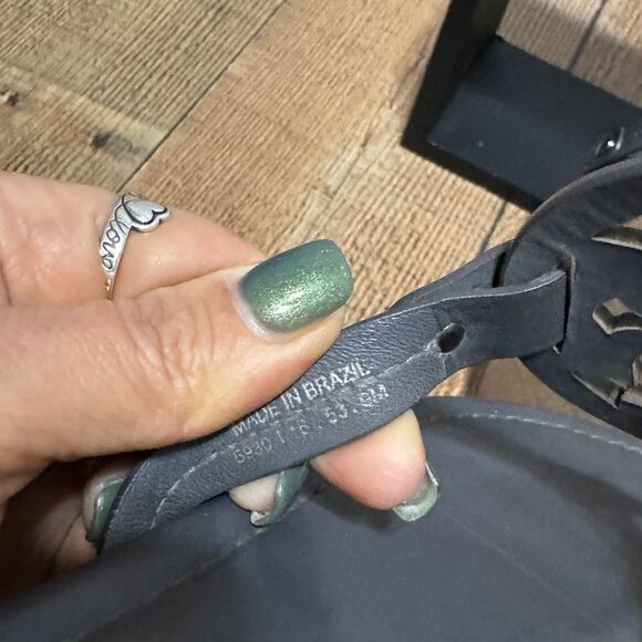 Tory Burch Miller Sandals Leather Dark Gray Matte Flip Flop Size 9 - Picture 7 of 11